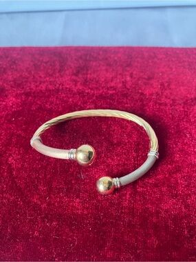 Italian 18K Tri Color Gold Twisted Cable Cuff Bracelet Bangle 750 9.1g.